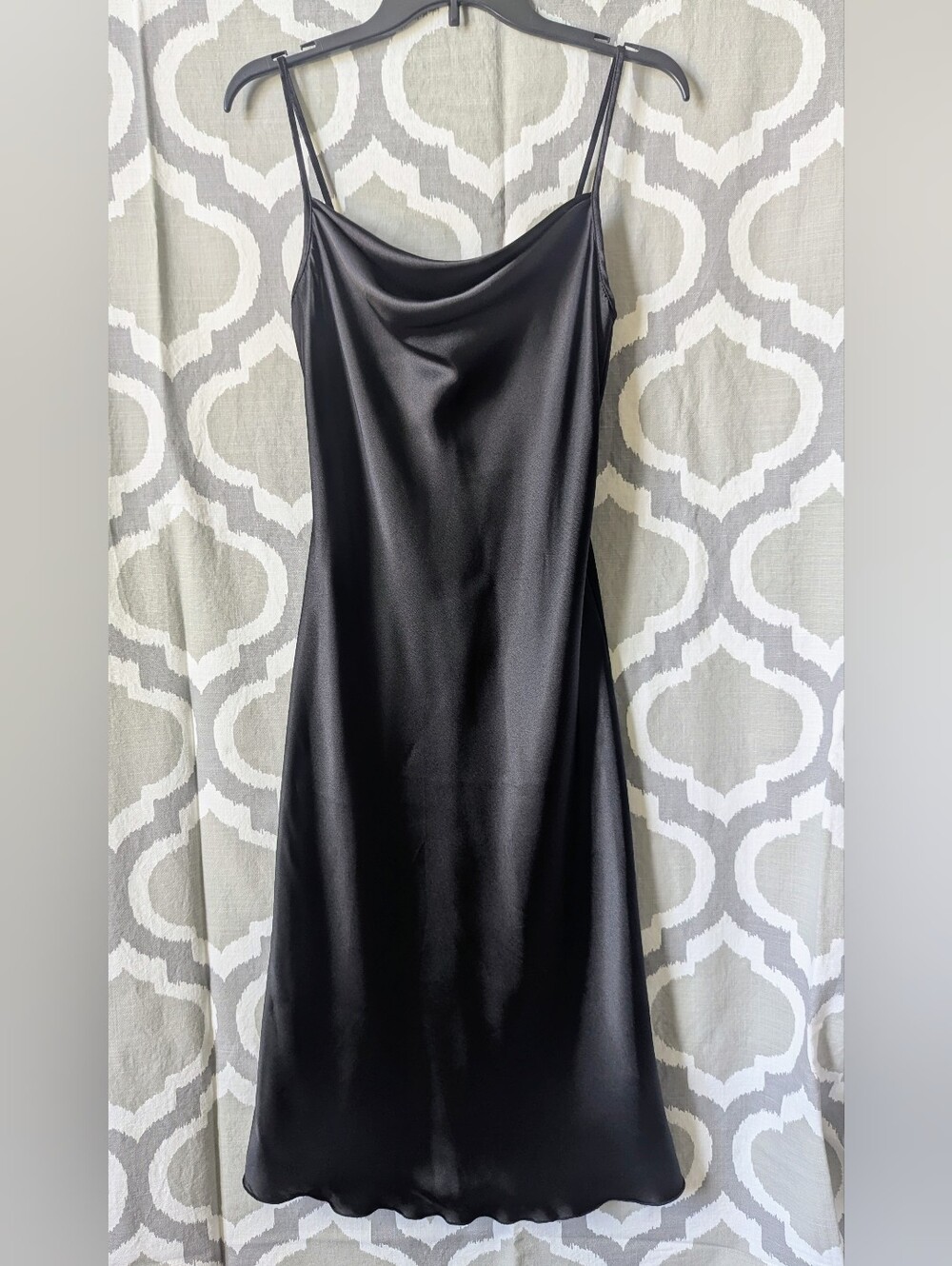 Bebe Women's Solid Satin Cowl Neck Dress, Size XS in Black Polyester